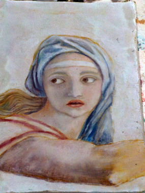 Fresque dans l'enduit frais