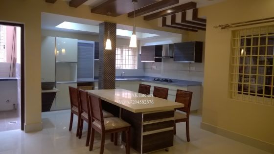 Modular kitchen with Polymer shutter finish.
