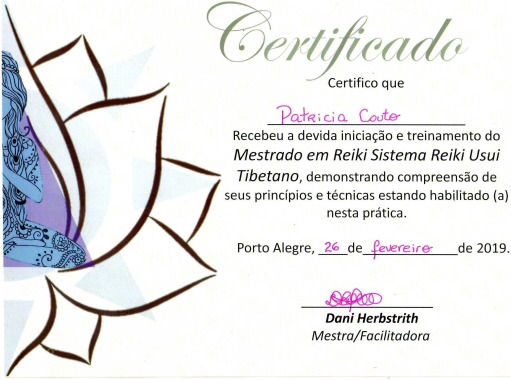 Certificado de Mestre Reiki