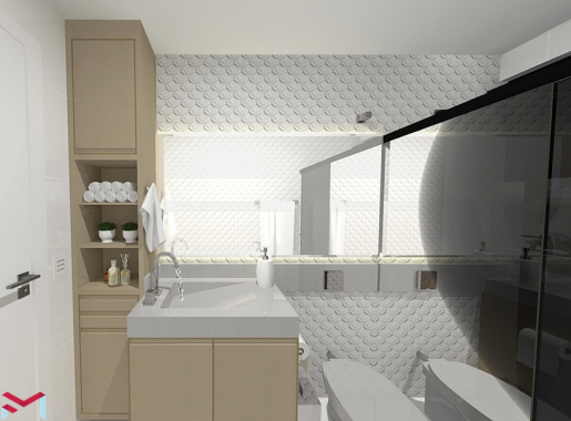 Maquete de banheiro residencial
