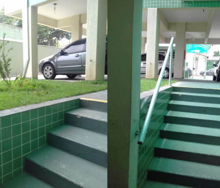Antes e Depois - Corrimão na parte externa do prédio