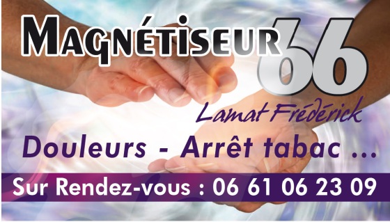 Je suis Mr LAMAT Frédérick Magnétiseur Guérisseur Douleurs- Arrêt du tabac sur rendez-vous.
N'hésitez pas à réserver votre séance en ligne pour être sur d'avoir la place merci d'avance.