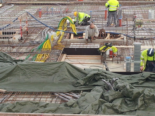 Electrical installation before concrete slab pouring, Stockholm.