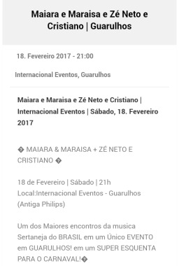 Data e localidade do evento realizado. 
