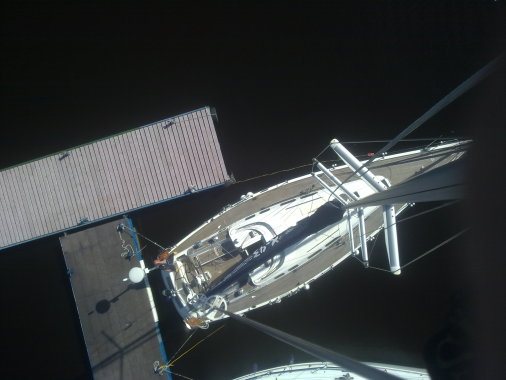 Antenna repairs on top of the Mast.