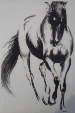 cheval au feutre pinceau noir