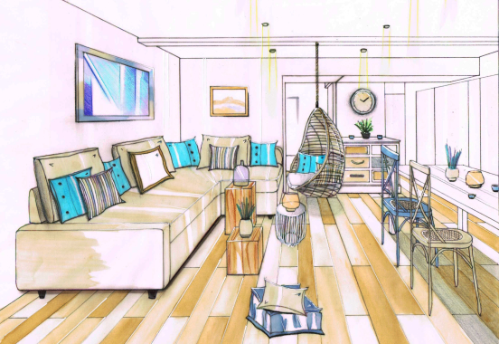 Création d'un salon en perspective