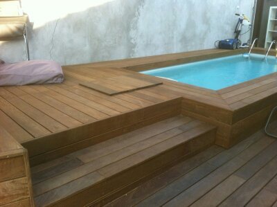 Entourage de piscine libourne bois exotique.