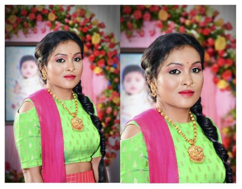 Gorgeous client in very subtle makeup for baby naming ceremony 