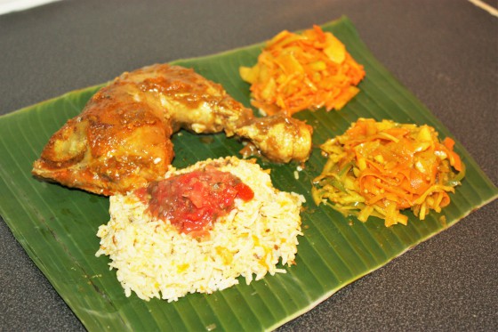 1 exemple de menu complet
Poulet garam massala, riz basmati prinaya, achard de légumes...