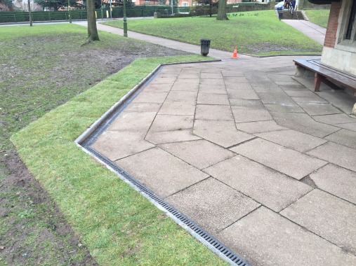 BOURNVILLE VILLAGE TRUST BUILDING WITH NEW ACO CHANNEL GRIDS TO PREVENT FLOODING 
