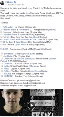Suporte do FREAKJ no 96º episódio do radioshow semanal " Freak It Up " 