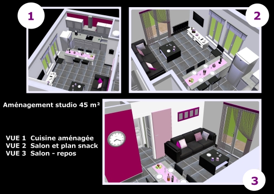 Projet 3D d'un aménagement d'appartement avant que le client ne prenne la décision d'acheter le bien.