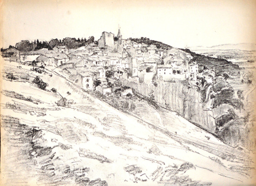 Dessin Vieux Village des Angles Montagné