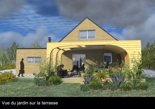 Aménagement d'une terrasse pour une maison en bois à St-Cast-le-Guildo (22).