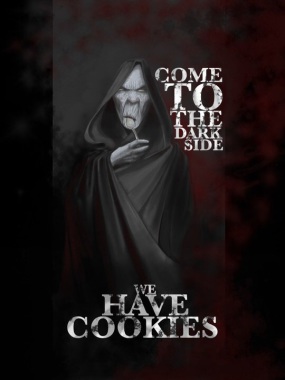 Illustration pour la page Facebook Come to the dark side we have cookies.