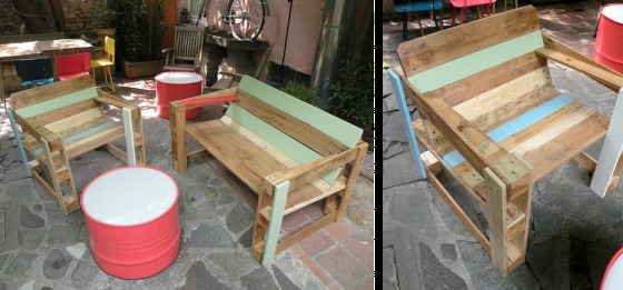 Arredo giardino in legno riciclato da bancali
