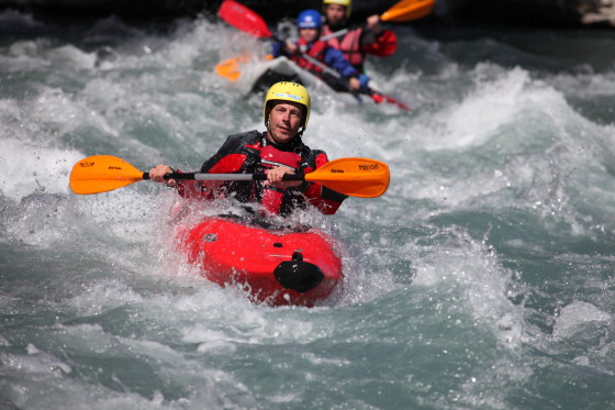 Kees in volle actie op de passage van Pont Neuf tijdens de Durance cursus.