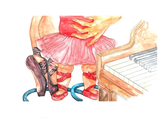 Ballet realizado a acuarela