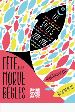 Affiche faite pour le concours de la fête de la morue de Bégles qui a lieu chaque année.