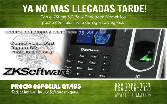 Controles de Asistencia por Biometria, Software para emitir reportes, asesoría, instalación y mantenimiento preventivos. Relojes Biometricos, Relojes Checadores, Controles de Acceso.