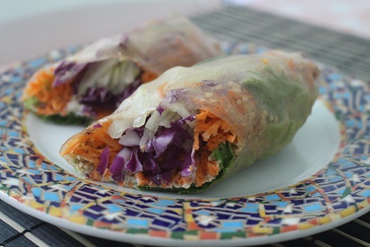 Chef Miingini of Abofa Bistro - Brown Rice Spring Roll Wraps with almond meat & sunflower seed cheese