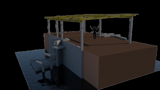 Levantamiento y dibujo 3D de compuertas de paso de agua en camaronera en Huaquillas