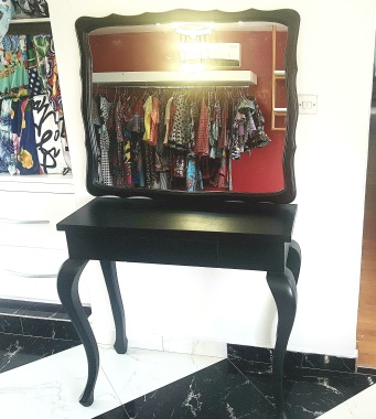 Wood work... Console n mirrow made by @venirInteriors