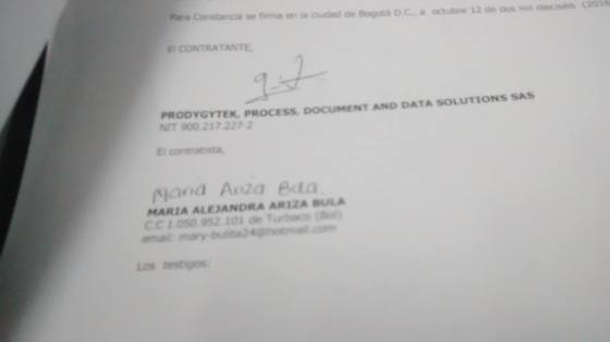 Contrato como Traductora con PRODYGYTEK , 