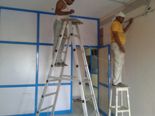 Aluminium partitions works / painting / and electrical works
