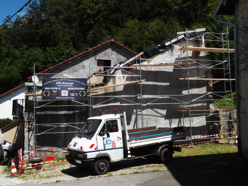 Chantier Syam (haut Jura) réhabilitation maison dégrader par un incendie dans les années 2000