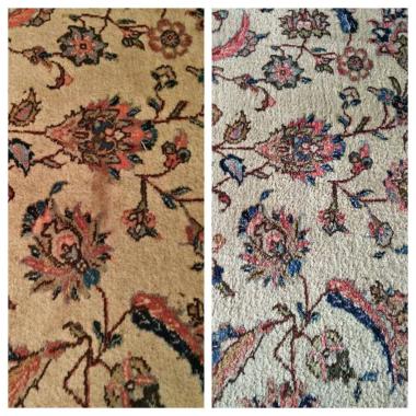 Avant/Après, nettoyage de tapis à sec (tache de graisse)