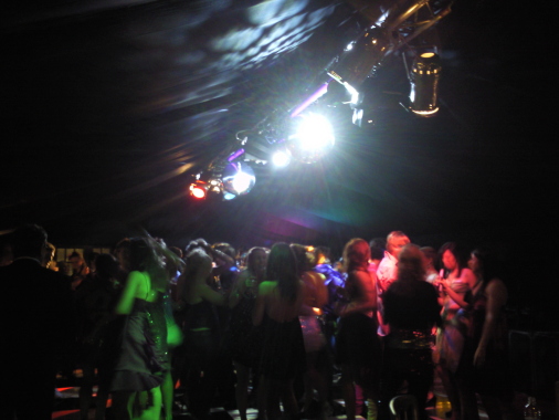 Roof mounted lighting in medium sized marquee for 21st birthday capacity 500