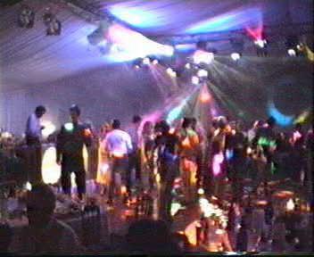 Large roof mounted lighting rig in 2000 capacity marquee