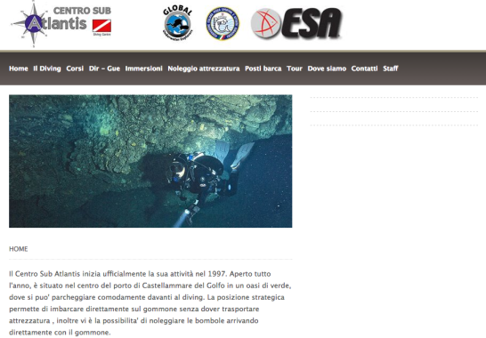 Sito Web per Centrosubatlantis Castellammare del Golfo.