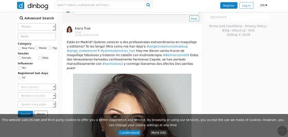 WebApp realizada para la red social dinbog