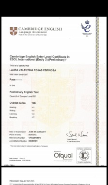Certificación nivel de inglés B1