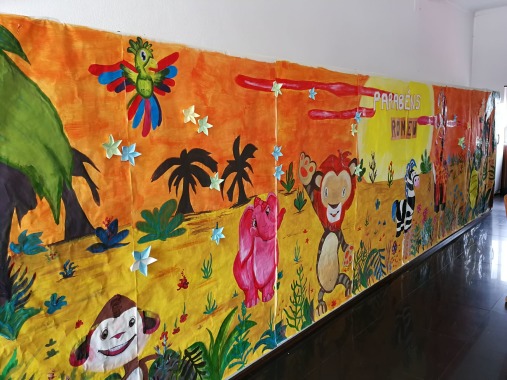 Mural "Animais da Selva", 2018, para festa de anos