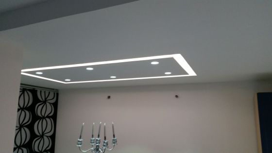 Faux plafond,avec isolant et incorporation de led
