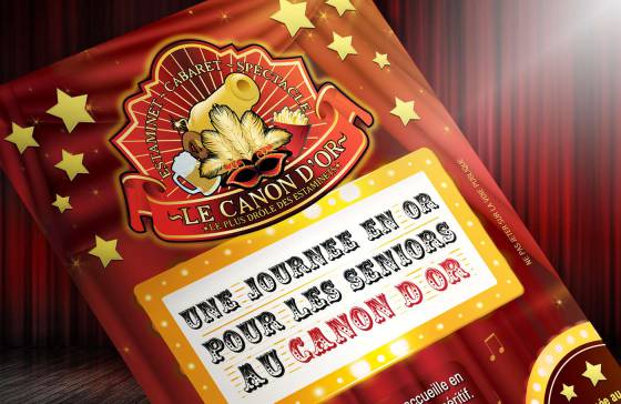Réalisation d'une affiche au format 10*21cm pour le Cabaret Spectacles "Le Canon D'or"