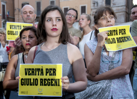 Roma, 25 luglio 2016. Presidio e fiaccolata al Pantheon, per chiedere "Verità e Giustizia per Giulio Regeni"