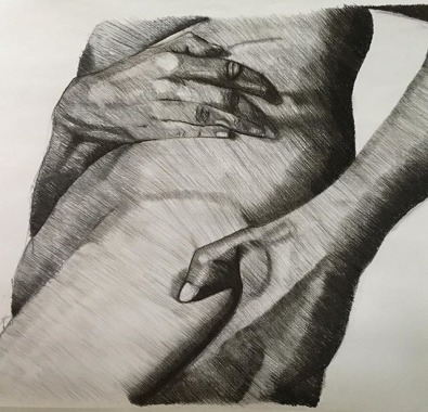 Dibujo a carboncillo. Figura humana.
