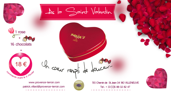 Flyers à l'occasion de la  St Valentin pour  Provence terroir ( www.provence-terroir.com)