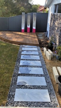 Decking, roll on lawn and pathway