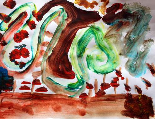 Travail en art plastiques avec un patient atteint de la maladie d'Alzheimer