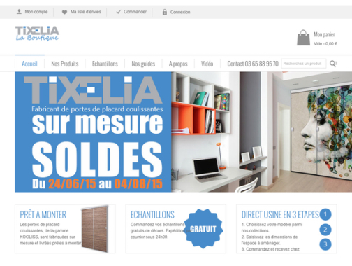 Site de e-commerce pour l'entreprise Tixelia