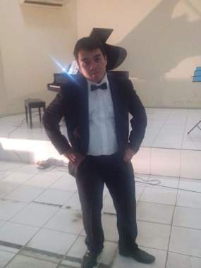 In front of the piano