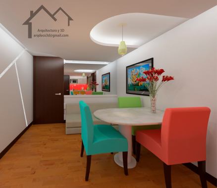 Diseño Interior para Suites Colonia Roma: Sala-Comedor.