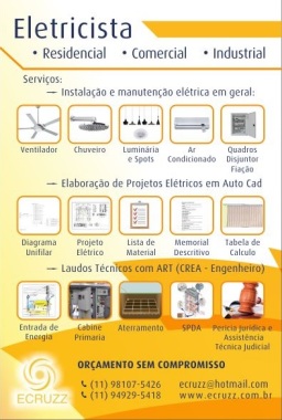 Problemas na parte Elétrica ? 
Nós resolvemos!

Solicite já seu orçamento: ecruzz@hotmail.com. 

Estamos a sua disposição!