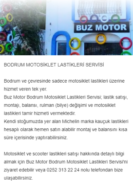 BUZ MOTOR BODRUM MOTOSİKLET LASTKLERİ SERVİSİ